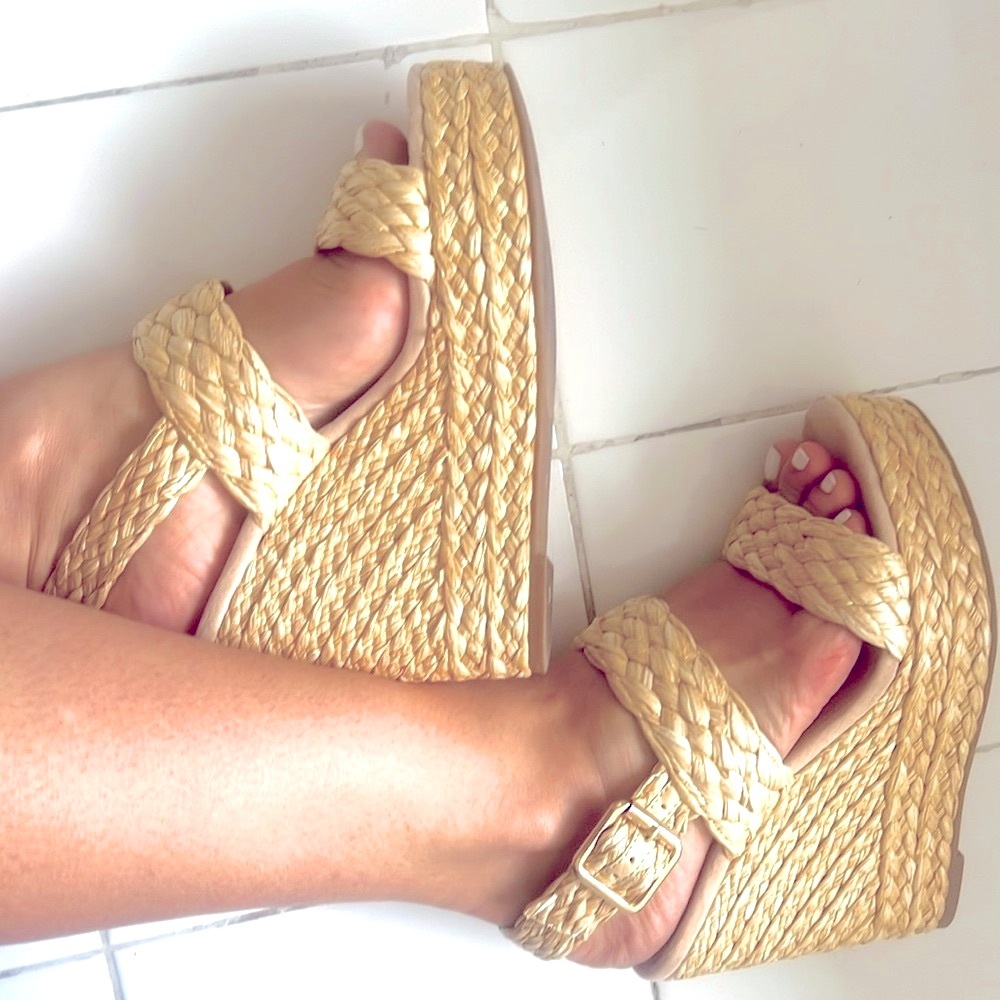 Steve Madden Simona Raffia wedges 6.5